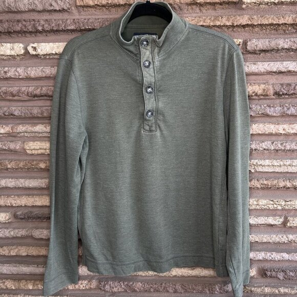 Banana Republic Green Button 1/4 Zip Henley Polo Sweater Size Medium - Picture 7 of 9